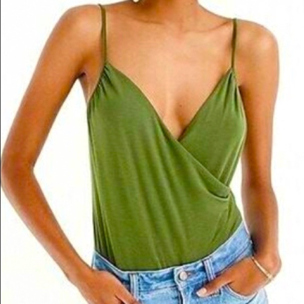 J Crew Drapey Wrap-Front Cami Bodysuit, L